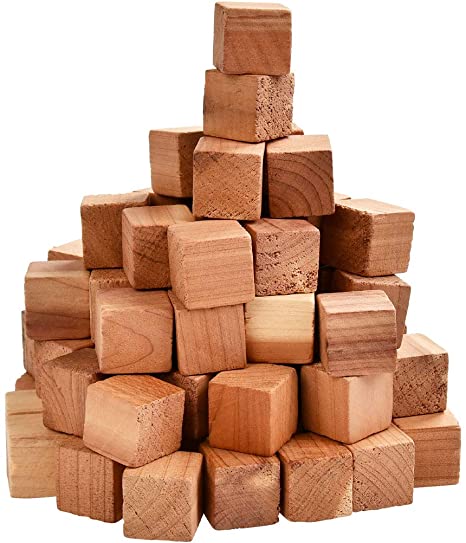TIMESETL 80 Pack Aromatic Cedar Blocks for Clothes Storage, 100% Natural Cedar Square Block for Storage Accessories Closets and Drawers