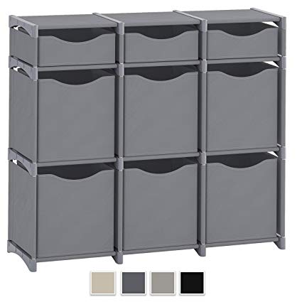 Neaterize 9 Cube Organizer | Set of Storage Cubes Included | DIY Cubby Organizer Bins | Cube Shelves Ladder Storage Unit Shelf | Closet Organizer for Bedroom, Playroom, Livingroom, Office (Grey)