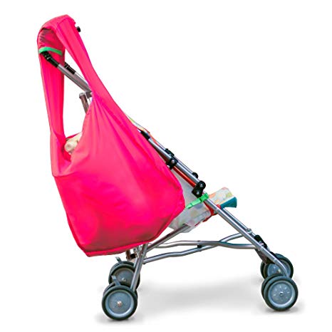 Hatch Things SureShop Reusable Shopping Bag That Clips On To Keep Strollers Standing, Hot Pink