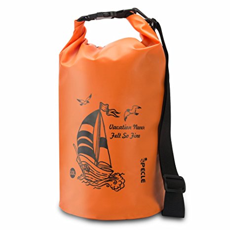 Dry Bag Waterproof 10L 15L 20L iSPECLE Roll Top Floating Dry Compression Sack Keeps Gear Dry for Kayaking, Beach, Rafting, Boating, Hiking, Camping and Fishing, Blue Orange