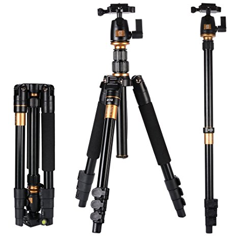 XCSOURCE Professional Portable Magnesium Aluminium Alloy Tripod Monopod & Ball Head SLR Camera Canon Nikon Pentax Sony Tripod Q-555 Max Height: 55.9", Max Load: 8KG LF393