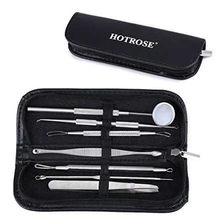 Hotrose 7 Surgical Extractor Blackhead & Blemish Skin Care Remover Kit with a Leather Bag