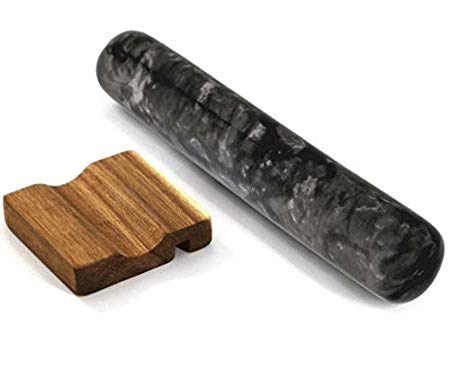 Kota Japan Premium 12” Black Marble Rolling Pin | EFFORTLESS Dough Roller for Baking, Pastry, Pizza | STURDY WOOD BASE | Protect Countertops | Easy Clean | Stays Cool | Perfect Gift Wedding Registry!