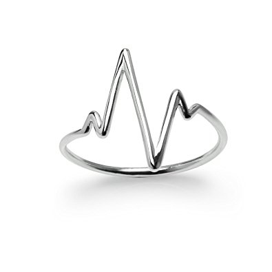 River Island Jewelry – Size 5-9 Dainty 925 Sterling Silver Lifeline Pulse Heartbeat Band Ring (8)