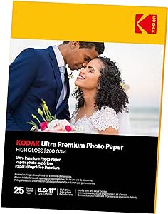 Kodak 8366353 Ultra Premium Photo Paper, 10 mil, High-Gloss, 8-1/2 x 11, 25 Sheets/Pack