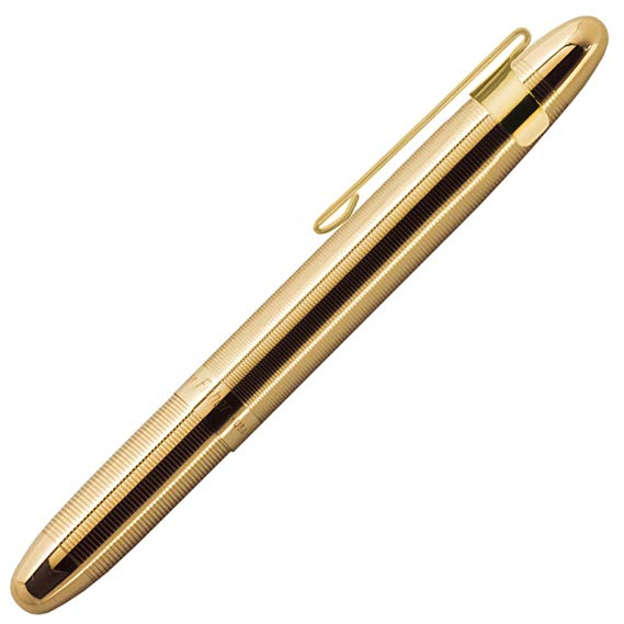 Fisher Space Pen, Bullet Space Pen with Clip, Gold Laquered Brass, Gift Boxed (400GGCL)