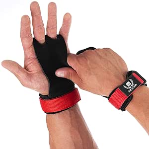 Mava Sports Leather Hand Grips with Wrist Support for Palm Protection, Gymnastics, Pull-ups, Deadlifts, Gym Workout, Kettlebells, and Weightlifting, Unisex