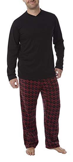 Men's Winter Pyjama's with Jersey Top and Supersoft Fleece Trousers in Fairisle Print (S to 5XL)