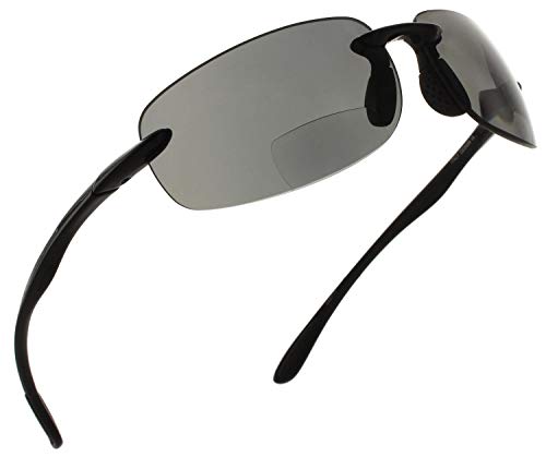 Island Sol Bifocal Sunglasses Rimless Wrap Sun Readers