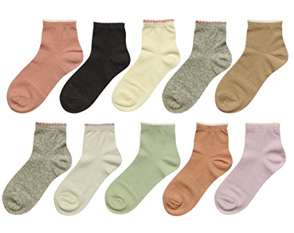 BEAR MUM Women's 10 Pairs Colorful Patterned Ankle Socks