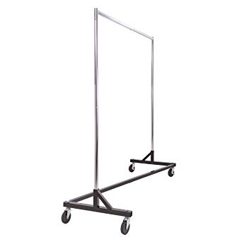 Commercial Garment Rack Z Rack - Rolling Clothes Rack, Z Rack With KD Construction With Durable Square Tubing, Commercial Grade Clothing Rack, Heavy Duty Chrome Commercial Garment Rack