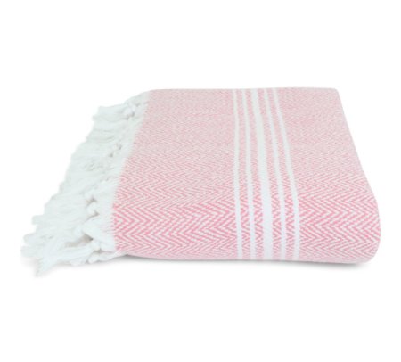 Organic, Incredibly Soft, Turkish Peshtemal Fouta Towel, 100% Cotton Herringbone for Spa Bath Pool Sauna Picnic Throw Blanket Pestemal (40"x70", Pink)