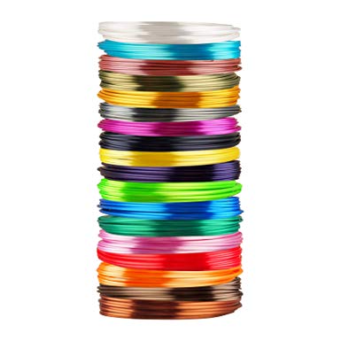 TTYT3D 18 Popular Shiny Silk Colors PLA 3D Printer Filament Refill Sample Pack, Each Color 4m Length, Total 72m Filament, with Extra Gift One Bottle Glue Sticker