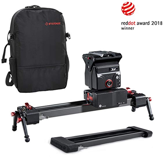 IFOOTAGE Electric Camera Slider 33inch Motorized Photography Slider Tracker Silent Motor Camcorder Tracking Video Shooting Follow Focus - Shark Slider Mini with Backpack