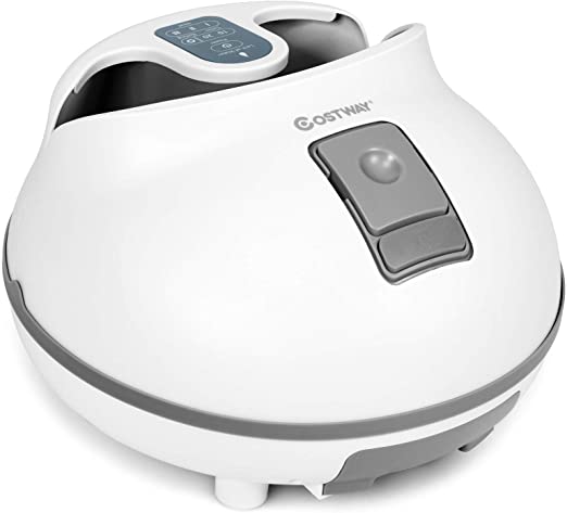 COSTWAY Steam Foot Spa Bath Massager, Foot Sauna Care, No Water Pouring, with Electric Massage Rollers, 3 Level Fast Heating, and Timer Setting (Gray)