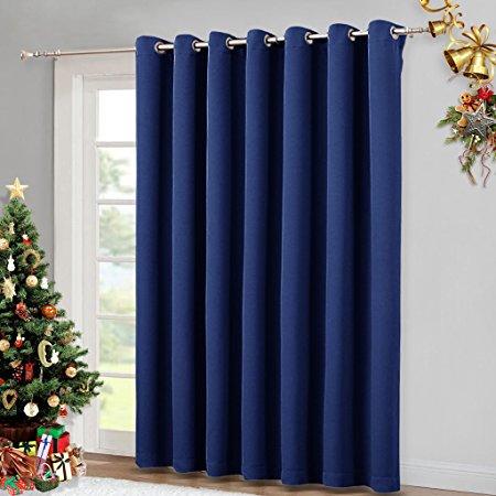 NICETOWN Wide Width Grommet Blackout Curtain - Three Pass Microfiber Thermal Insulated Solid Drape / Patio door curtain (One Panel,100 x 84 Inch,Royal Blue)