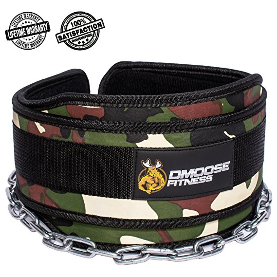 Premium Dip Belt with Chain by DMoose Fitness - 36" Heavy Duty Steel Chain, Comfort Fit Neoprene, Double Stitching - Maximize your Weightlifting & Bodybuilding Workouts with Durable Dipping Belt