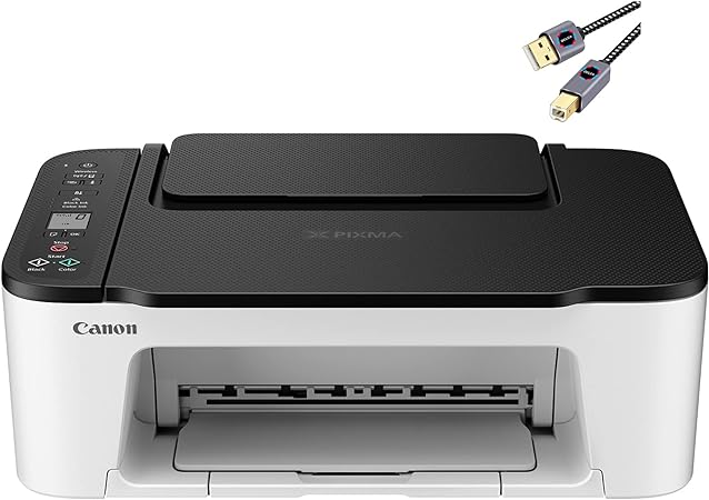 Canon PIXMA 3522 Series Color Inkjet All-in-One Printer | Print Copy Scan | Wireless | Mobile Printing | 1.5" Segment LCD Display | 50 Sheets Paper Tray | 4800 x 1200 dpi | Black   Printer Cable
