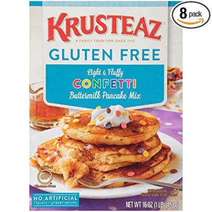 Krusteaz Gluten Free Confetti Buttermilk Pancake Mix, 16 Ounce, Pack of 8