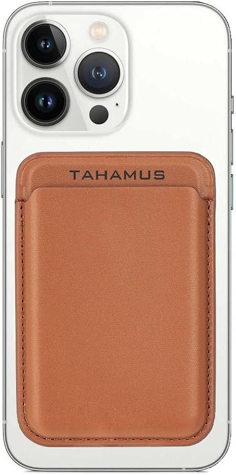 Tahamus Strong Magnetic Card Holder Leather Wallet with MagSafe for Apple iPhone 14 Pro Max/14 Plus/14 Pro/14/13 Pro Max/13 Pro/13/13 Mini/12 Max/12/12 Pro/12 Mini, (Brown)