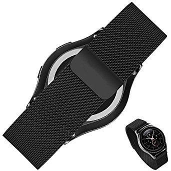 Rerii 20mm Width Magnetic Milanese Loop Stainless Steel Watch Band Strap with Magnet Closure Lock for Samsung Gear S2 Classic SM-R7320, Moto 360 2nd Gen 42mm, Pebble Time Round