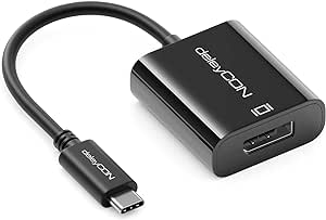 deleyCON USB-C to DisplayPort Adapter Converter - 4K@60hz UHD 2160p - USB-C Connector to DisplayPort Socket - PC Laptop Smartphone Content to Monitor - Black
