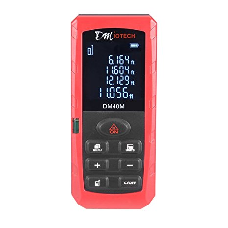 DMiotech 131ft Laser Distance Measure Mini Handheld Digital Bubble Level Rangefinder Measurer Tape with 6 Mode Ft/Inch/M