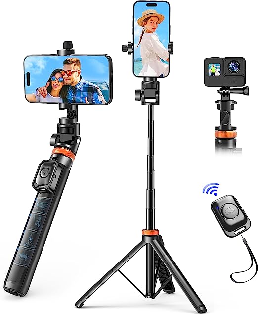 Selfie Stick Tripod with Bluetooth Remote,Ufanore 62"(157cm) Extendable Phone Tripod Stand,Stable Cell Phone Holder Compatible with iPhone 14 Pro Max 13 12/Android Phone/Camera