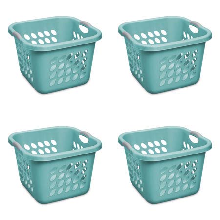 STERILITE 1.5 Bushel Square Ultra Laundry Basket, Teal Splash (4-Pack)