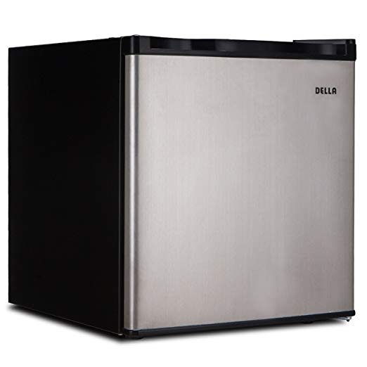 Della Compact Mini Refrigerator & Freezer, 1.6 Cubic Feet, Stainless Steel