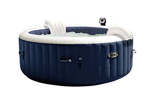 Intex PureSpa Plus 4 Person Inflatable Hot Tub with 2 Inflatable Headrests and 1 LED Spa Light