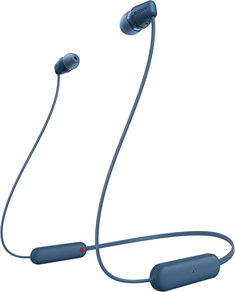 Sony WI-C100 Wireless In-ear Headphones - Up to 25 hours of battery life - Water resistant- Built-in mic for phone calls - Voice Assistant compatible - Reliable Bluetooth® connection - Blue