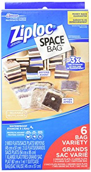 Ziploc Space Bag Combo, Flat and Travel, 6-Count