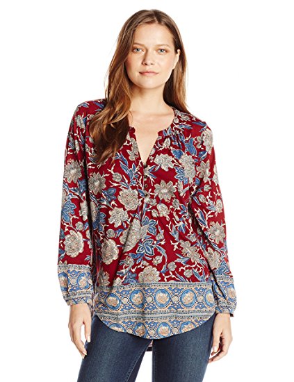 Lucky Brand Women's Burgundy Floral Top