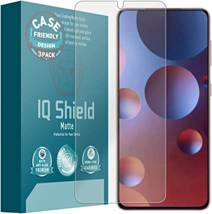 IQ Shield Matte Screen Protector Compatible with Samsung Galaxy S21 Plus (6.7 inch, S21 )(Case Friendly)(3-Pack)[Works with Fingerprint Scanner] Anti-Glare Matte Film