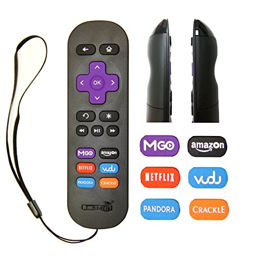 Amaz247 ARCBZB Replacement Remote for Roku 4/3/2/1, (HD, LT, XS, XD); DO NOT Support Roku Stick or Roku TV; 2nd Generation - Metal Dome Technology (6-Shortcuts Black)