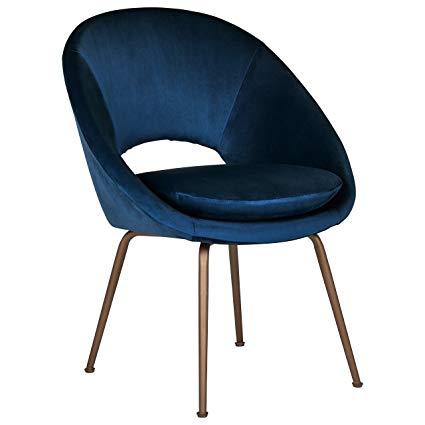 Rivet Modern Upholstered Orb Office Chair, 20"H, Blue/Antique Bronze