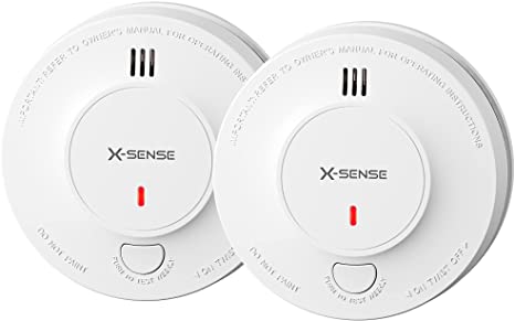 X-Sense Smoke Alarm, 10-Year Battery Fire Alarm Smoke Detector with LED Indicator & Silence Button, Conforms to EN14604 Standard, SD2J0AX, 2-Pack