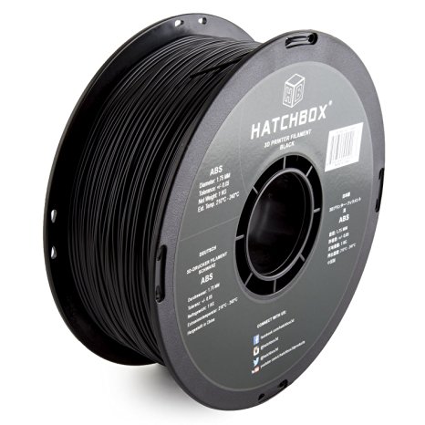 HATCHBOX 1.75mm Black ABS 3D Printer Filament - 1kg Spool (2.2 lbs.) - Dimensional Accuracy  /- 0.05mm
