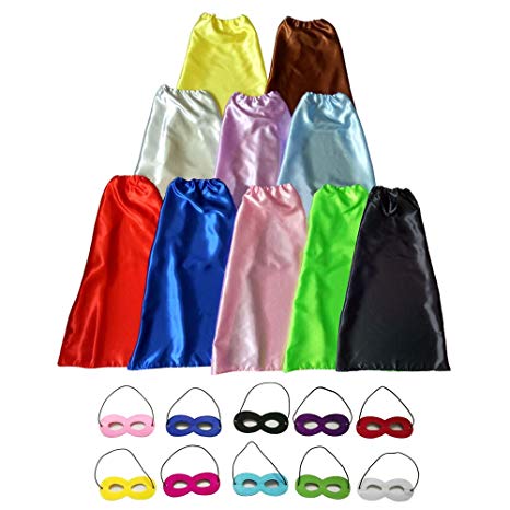 LEILE Children Dress Up Party Capes With Soft Mask Pack of 10