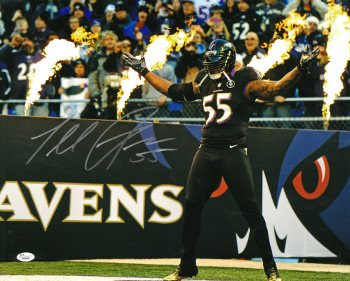 Terrell Suggs signed Baltimore Ravens 16x20 Photo (black jersey-silver sig-arms up)- JSA Hologram