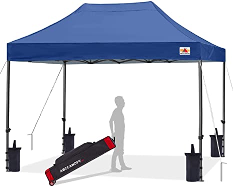 ABCCANOPY Pop up Canopy Tent Commercial Instant Shelter with Wheeled Carry Bag, Bonus 4 Canopy Sand Bags, 8x12 FT (Navy Blue)