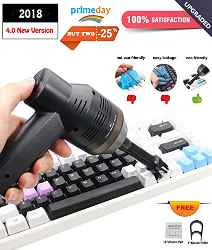 CRSURE USB Keyboard Vacuum,Mini Vacuum Cleaner with Two Replaced Nozzle for Cleaning Keyboard Dust,Bread Crumbs,Paper Scrap,Eraser Crumbs,Cigarette Ash,Makeup Bag,Car Device,Pet House
