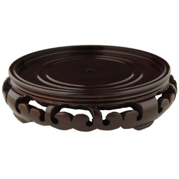 Oriental Furniture Rosewood Carved Pedestal Stand - (Size 2 in. Base Diameter)