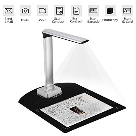 Book Document Scanner Camera,Koolertron Portable Automatic Scanning Auto Focus 12MP High Definition Camera Capture A4 Size,Multi-Language OCR Convert Images to Word/Excel/PDF/TXT,Powerful Software