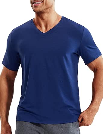 MIER Mens Dry Fit V Neck T-Shirts Workout Soft Short Sleeve Moisture Wicking Running Athletic Gym Casual Tee Tops