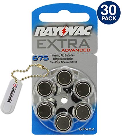 Rayovac Extra Advanced Hearing Aid Batteries Size 675 (5 Packs) (30 Batteries)   Keychain