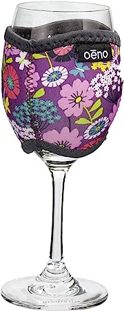 Oenophilia Vino Hug Neoprene Wine Glass Sleeve Charm (Flowers)