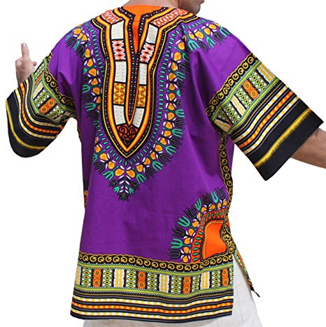 RaanPahMuang Unisex Bright Coloured African Dashiki Cotton Plus Shirt