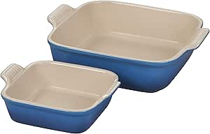 Le Creuset Stoneware Heritage Set of 2 Square Dishes , Small - 18 oz. & Medium - 2 qt., Marseille